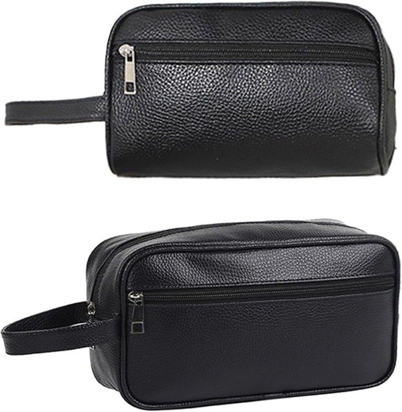 Waterproof Textured PU Toiletry Bag For Men Travel Organizer With Multiple Compartments - Image 4